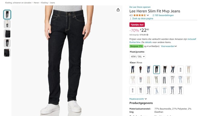 Jeansbroek van het merk Lee voor slechts €22,80 (+ gratis verzending)