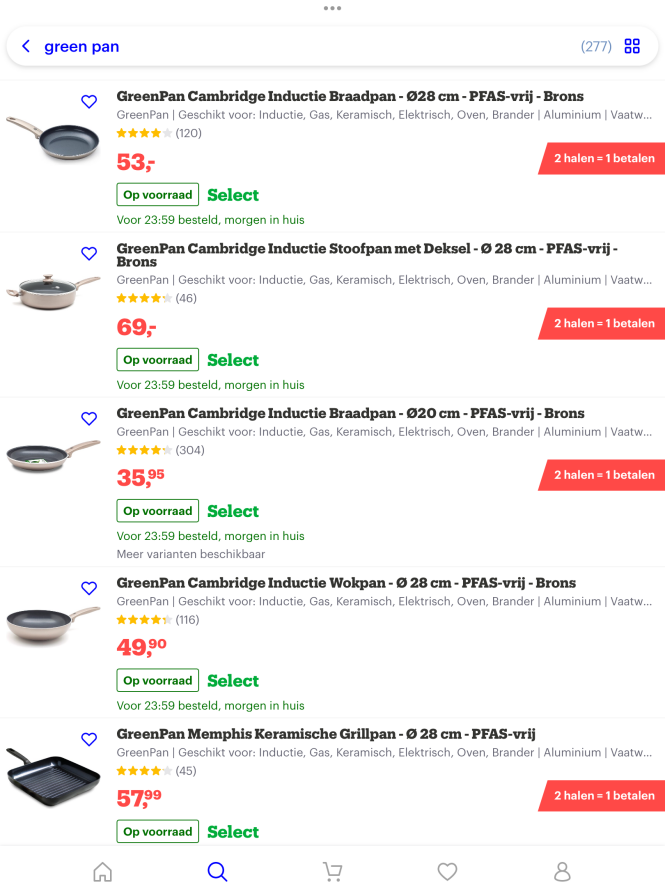 Green pan 2 halen = 1 betalen