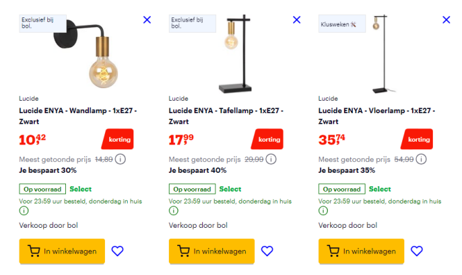 Tot -40% op Lucide verlichting bij Bol