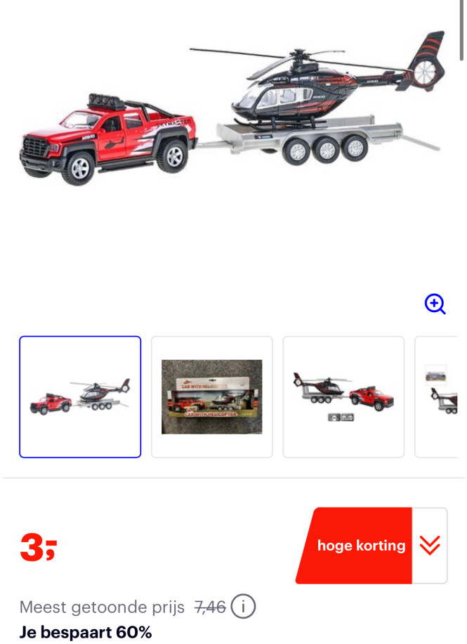 Kids Globe Terreinwagen met Helikopter Trailer