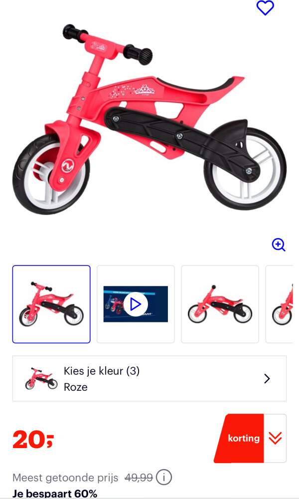 -50% Verstelbare loopfiets Nijdam bij Bol