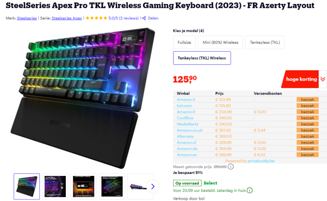 -51% SteelSeries Apex Pro TKL Wireless Gaming Keyboard ⌨️