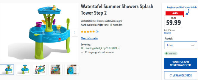-40% Watertafel Summer Showers Splash Tower Step 2 💦 bij Lidl Webshop