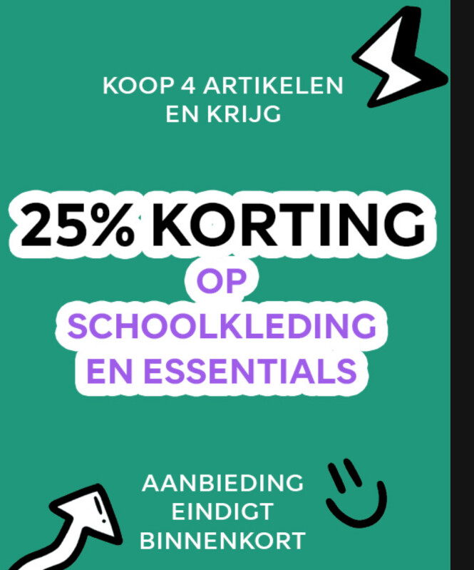 25% korting op schooluniformen en een cadeautje
