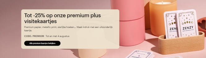 Tot -25% de premium plus visitekaartjes van Vistaprint