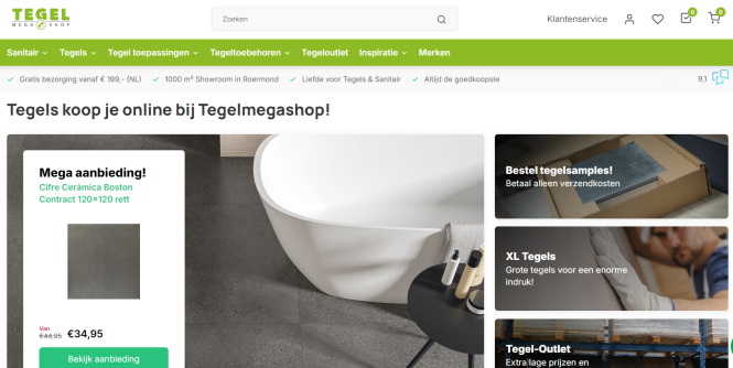 10% korting op tegels en sanitair bij tegelmegashop.nl