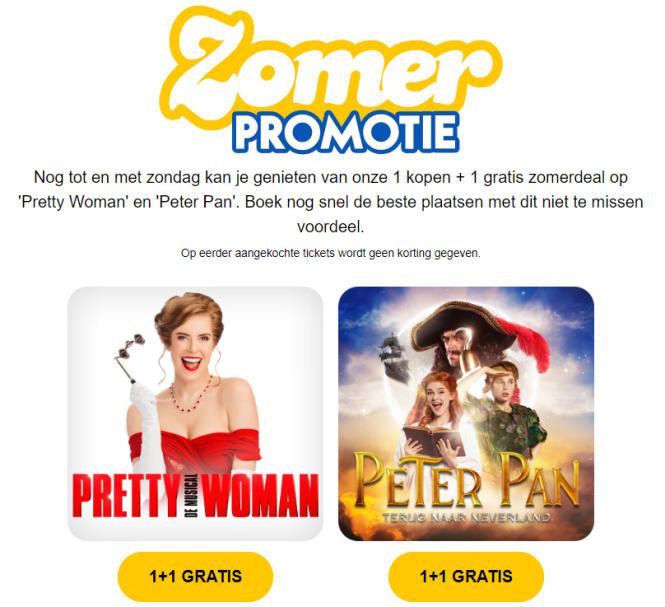 1+1 op Deep Bridge musicals ⭐ Zomerdeal