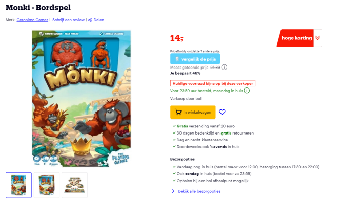 € 14 Monki bordspel (Geronimo Games) 🐒 Bol