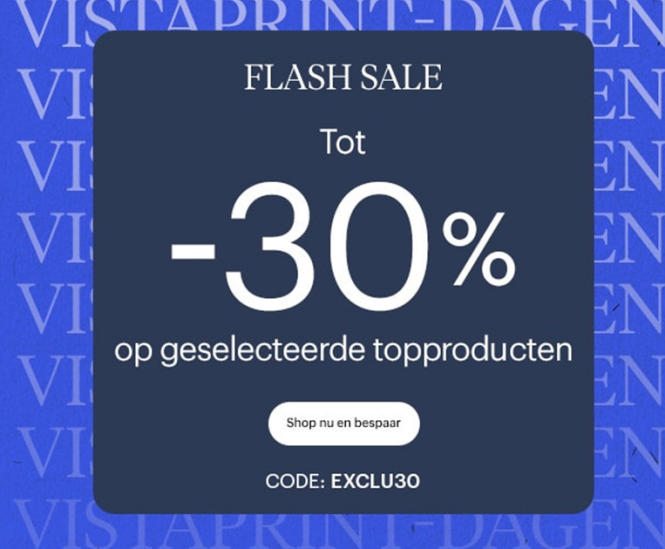Tot -30% op geselecteerde topproducten bij VistaPrint