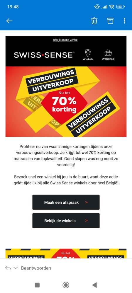 Verbouwings uitverkoop bij Swiss sense
