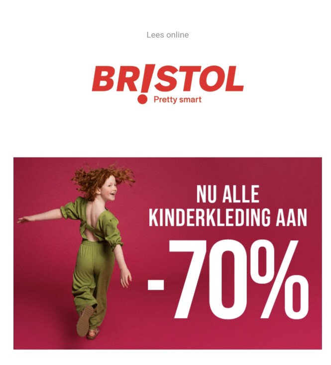 70% korting op alle kinderkleding bij Bristol