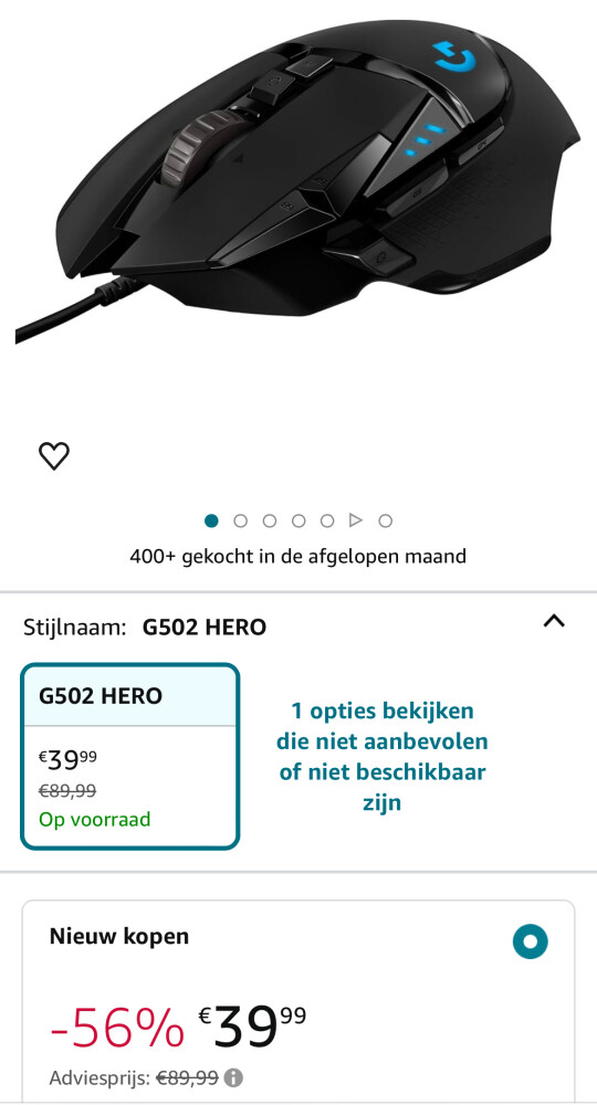 Logitech G502 HERO High Performance Gaming Muis