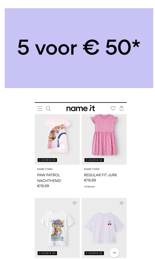 Name it 5 stuks voor €50