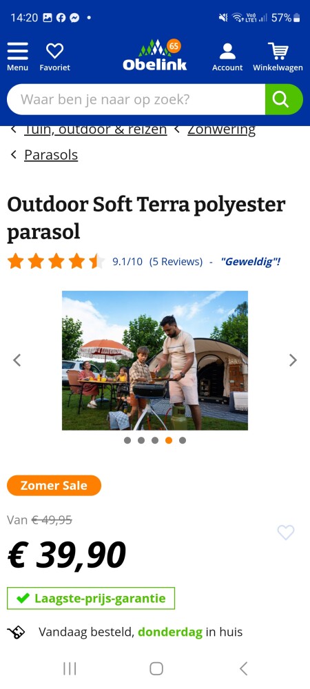 Leuke Parasol in de zomersale bij Obelink