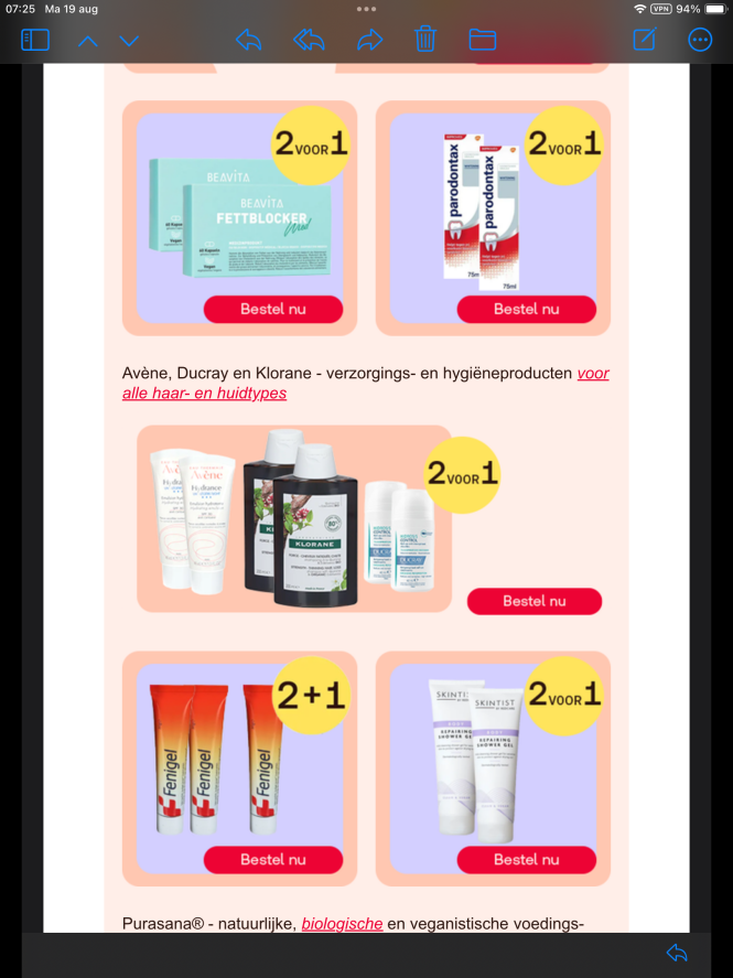 Vitaminen.sportvoeding, verzorging 1+1