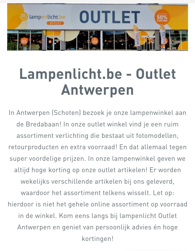 Outlet Lampenlicht in Schoten