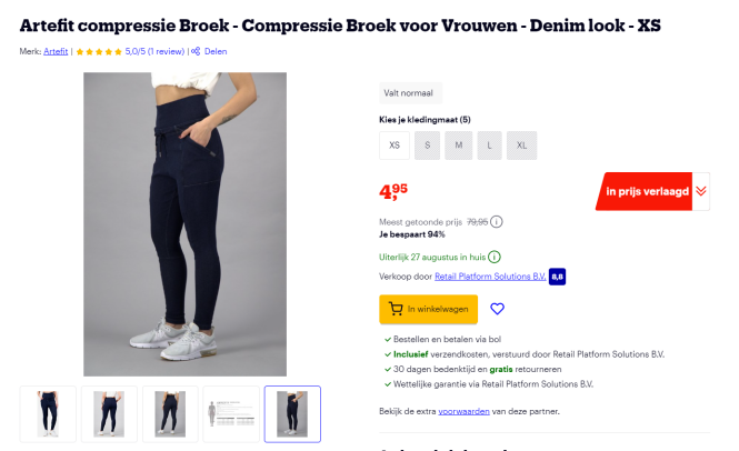 Artefit compressiebroek - 94% korting op Bol.com