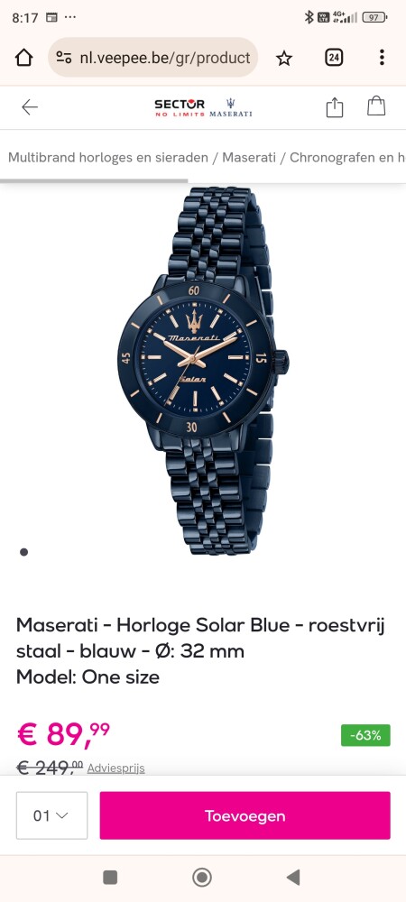 Heren horloges tot 70% korting !