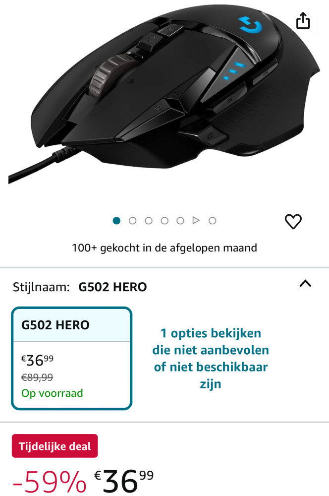 Gaming muis Logitech G502
