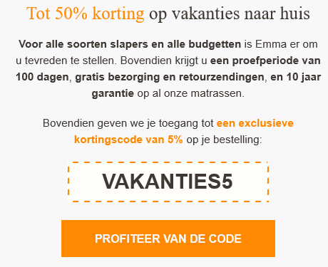 -5% extra korting op je bestelling bij Emma Matras