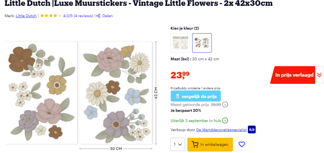 Tot -30% op verschillende items uit Little Dutch 'Vintage Little Flowers' collectie