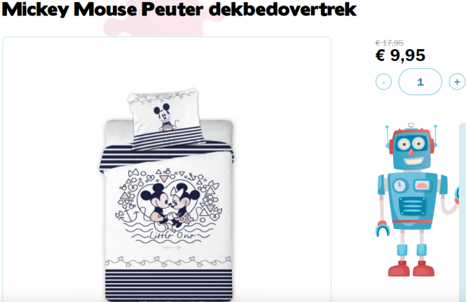 -45% Mickey Mouse Peuter/Baby dekbedovertrek 🛏️