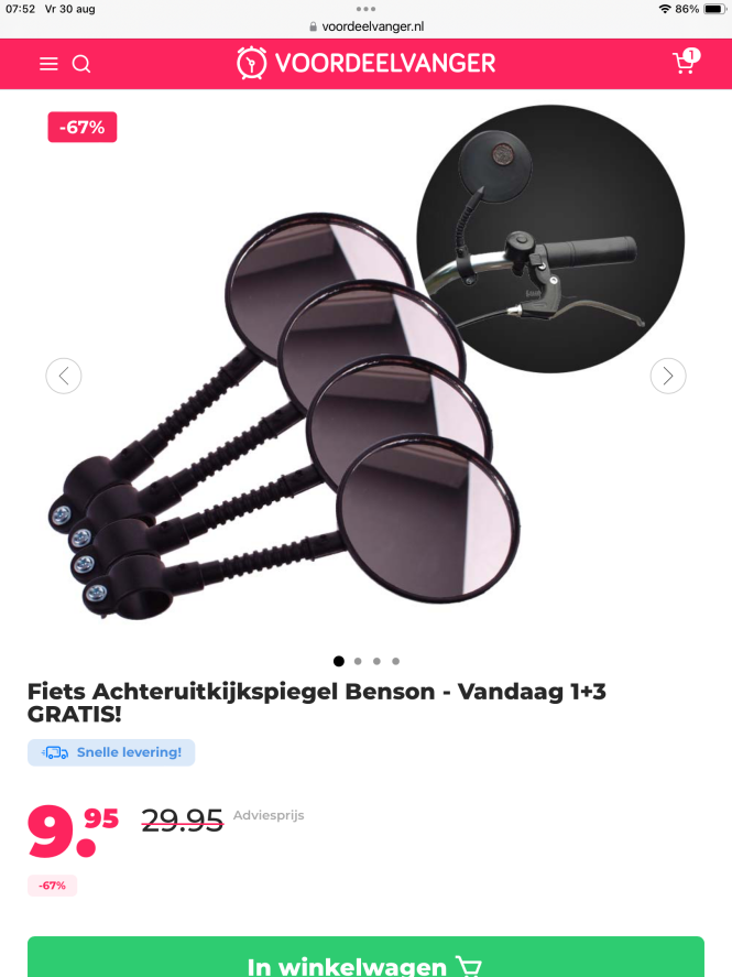Fiets Achteruitkijkspiegel Benson