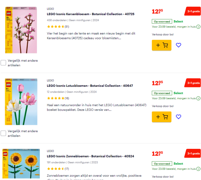 2 + 1 gratis op selectie speelgoed bij Bol