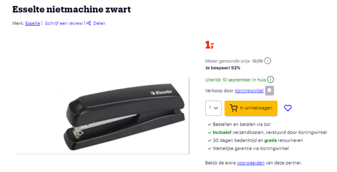 Esselte nietmachine zwart - 92% korting op Bol.com