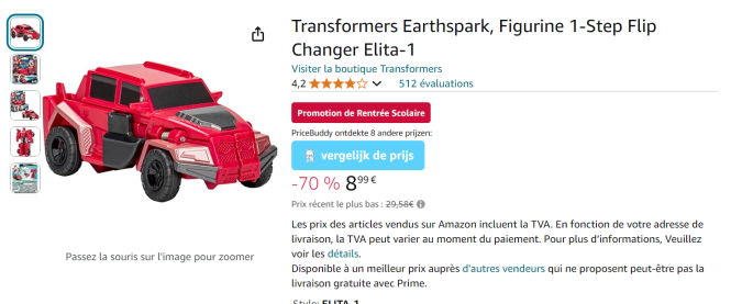 Transformers Earthspark avec une remise de -70% sur Amazon FR