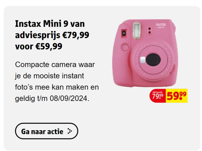 -25% op Fujifilm Instax Mini 9 camera bij Kruidvat 📷
