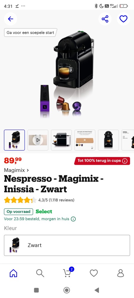 Tot 100% terugbetaald koffietoestel in cups!