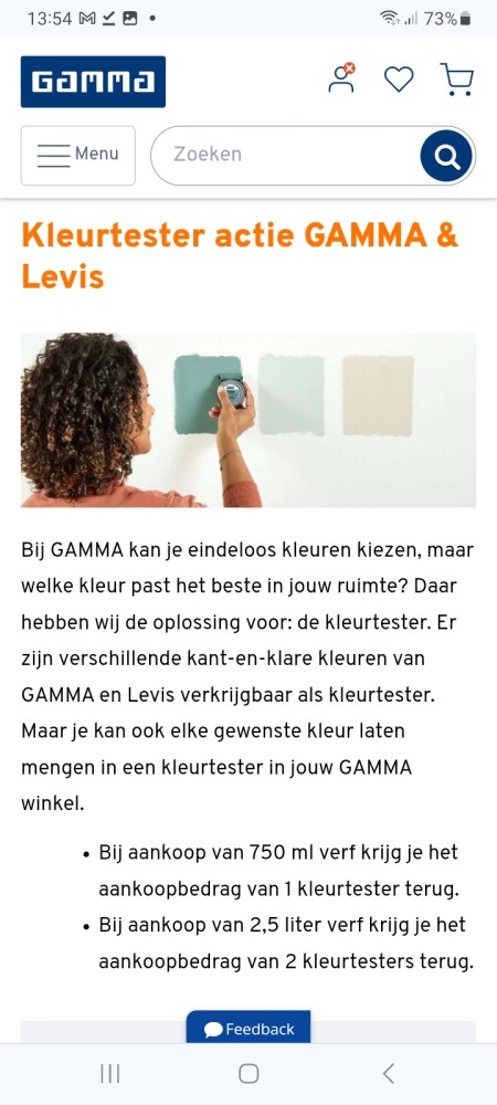 Kleurtester actie GAMMA & Levis