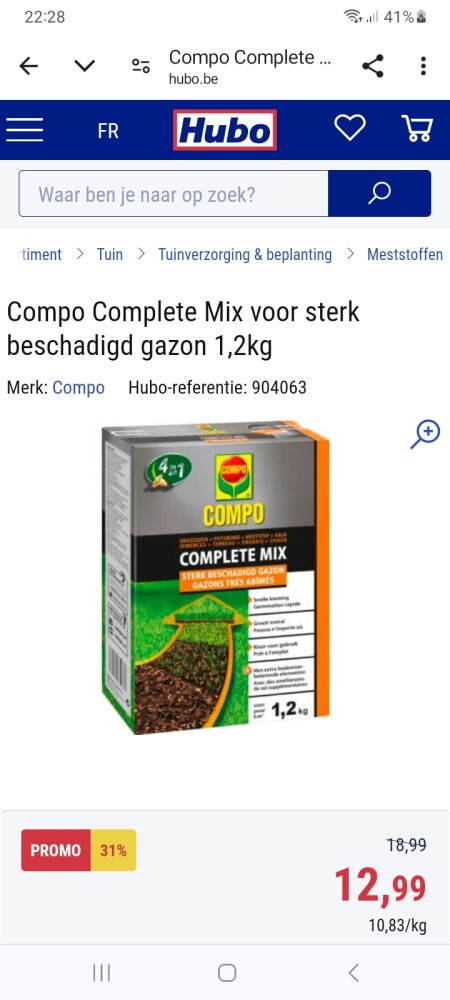 Compo mix voor beschadigd gazon
