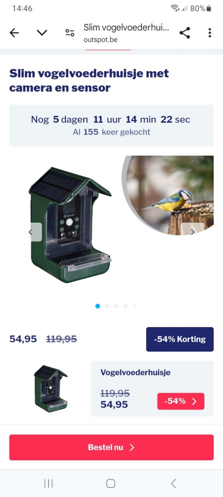 Slim vogelvoederhuisje met camera en sensor