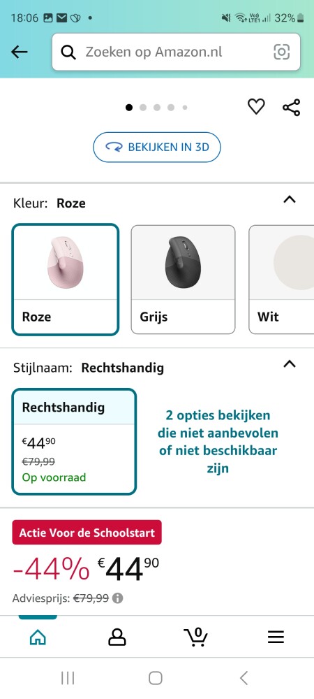 Logitech draadloze ergonomische muis 44,90€
