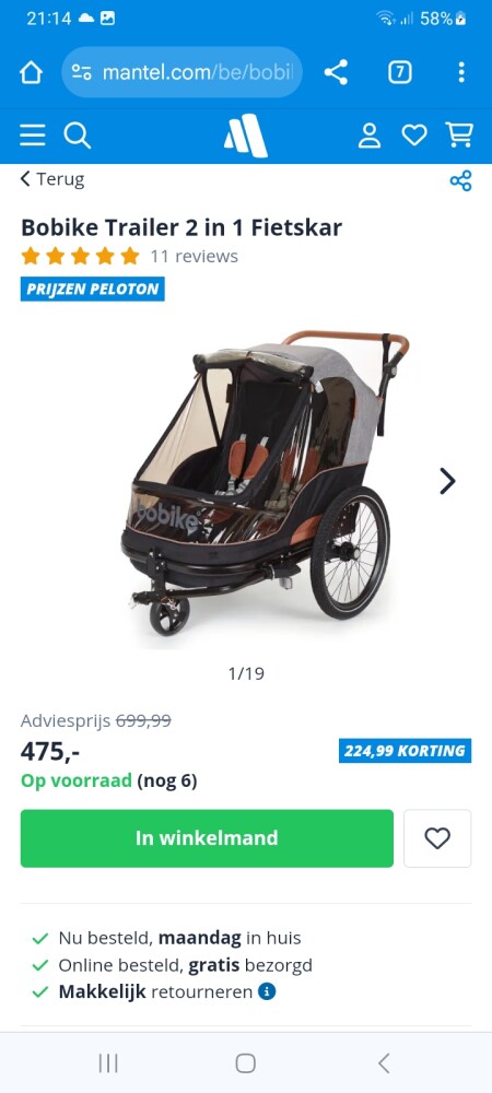 Bobike Trailer 2 in 1 Fietskar