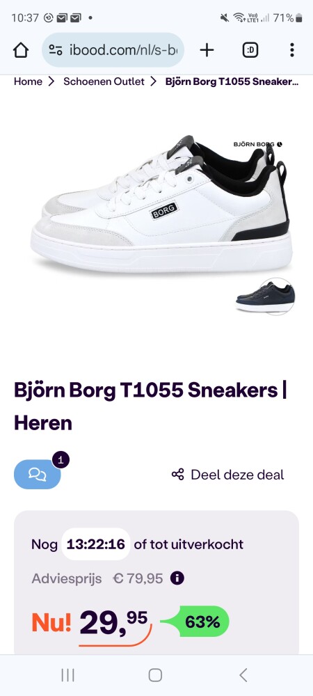 Modieuze heren sneakers Bjorn Borg: 29,95€