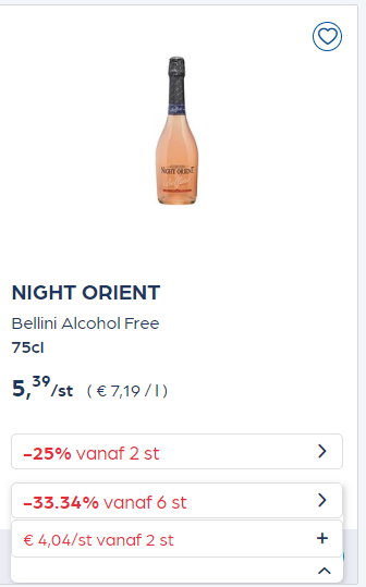 €2,69 NIGHT ORIENT Bellini, Alcohol Free, 75cl bij Collect&Go