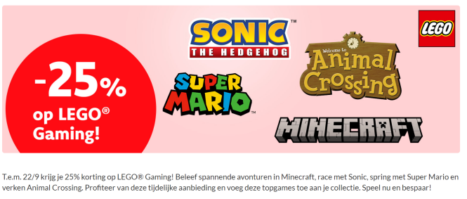 -25% op LEGO Gaming items bij Dreamland t.e.m. 22/09 🎮