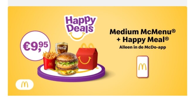 Medium McMenu en Happy Meal voor 9,95€!