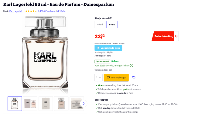 Karl Lagerfeld damesparfum 85ml