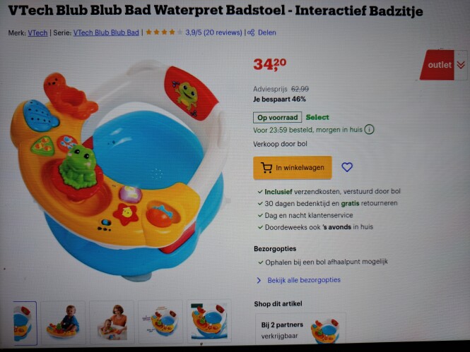 VTech badstoel €34,20 bij bol