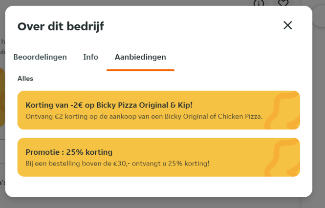 25% korting op Domino's Pizza bij Takeaway