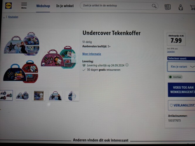 Tekenkoffer 51-delig €7,99