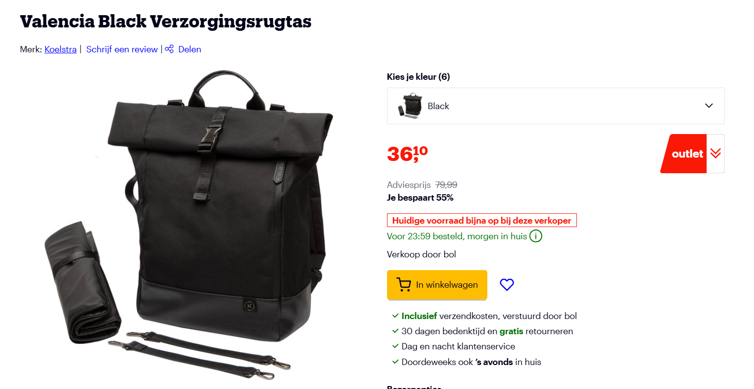 -55% op deze zwarte Koelstra verzorgingstas 👶 bij Bol