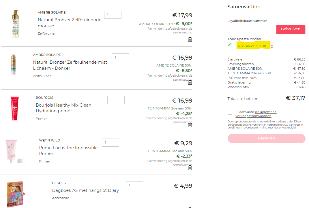 € 5 korting bij DI 🧼💄