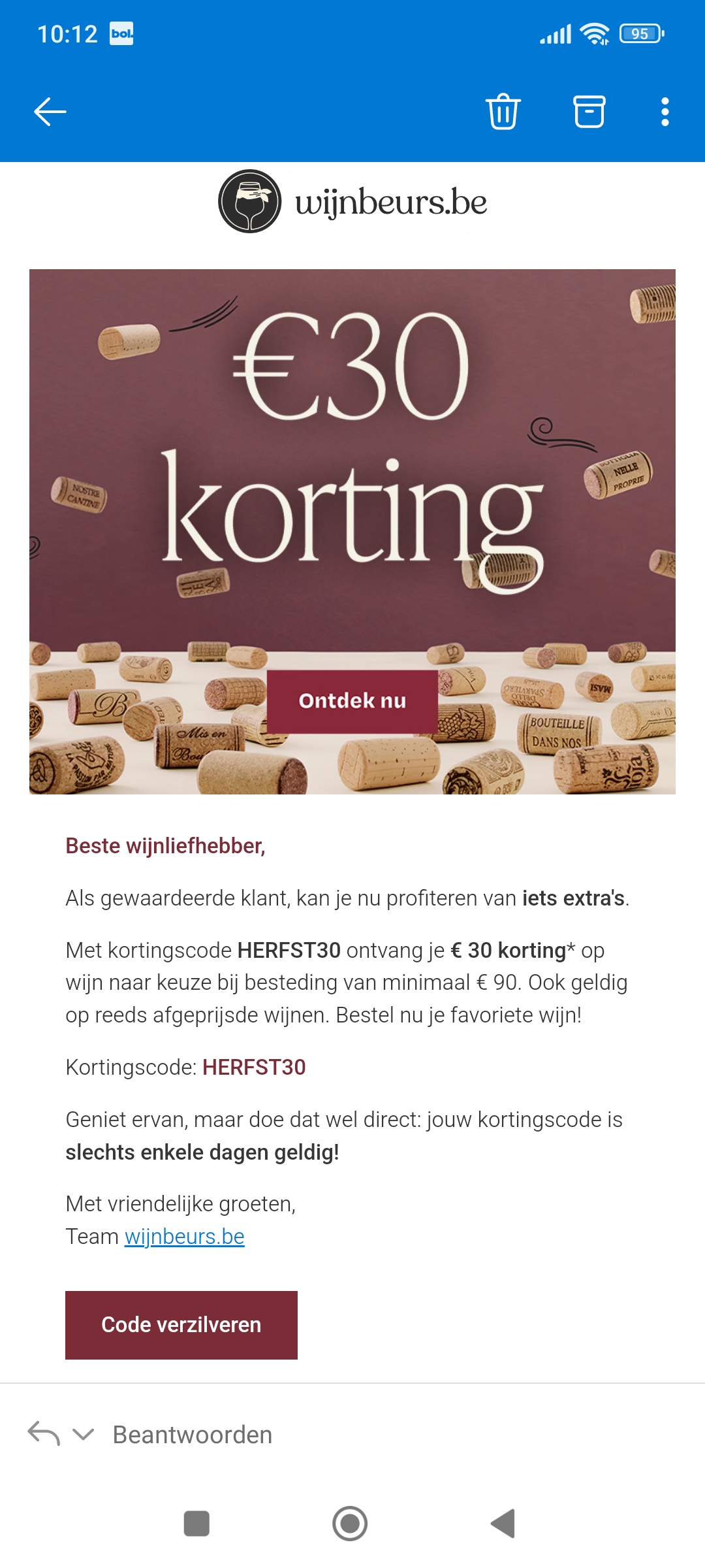 €30 korting bij wijnbeurs