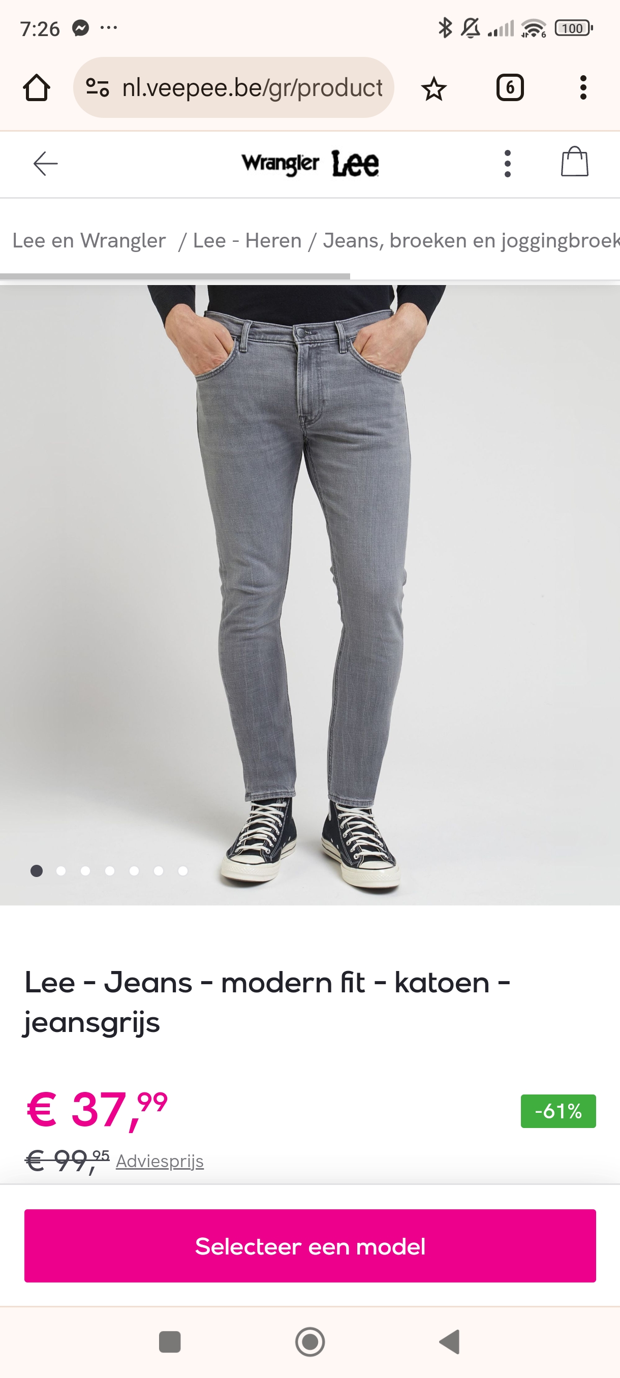 Lee en Wrangler tot 65% korting