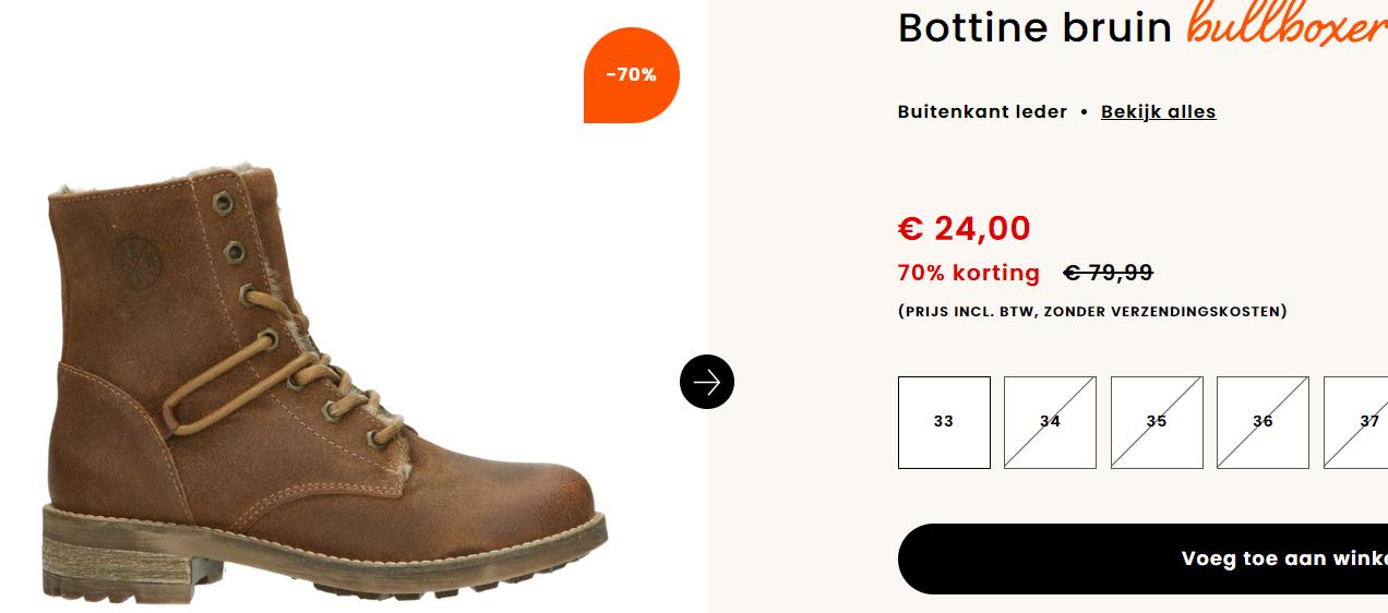 -70% bruine bottines, meisjes, maat 33 💝 Berca